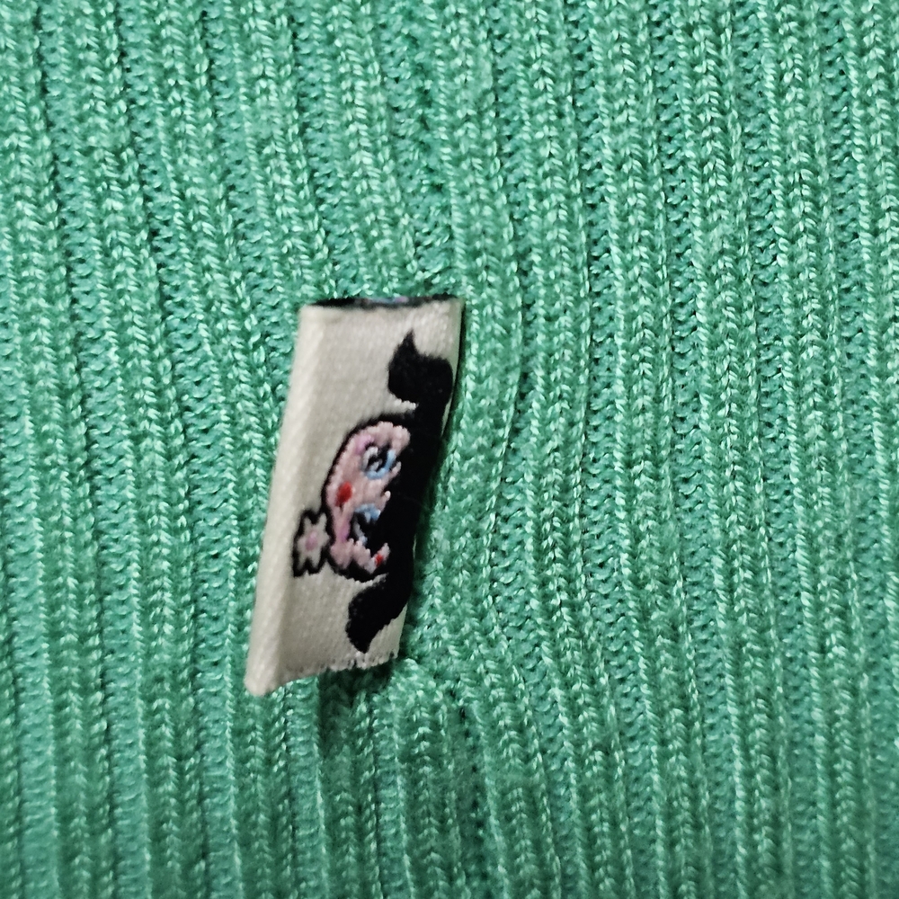 Shy Girl Y2K Mediterranean Green Medium Cutout Beaded Sweater Retro Romantic - Picture 6 of 8